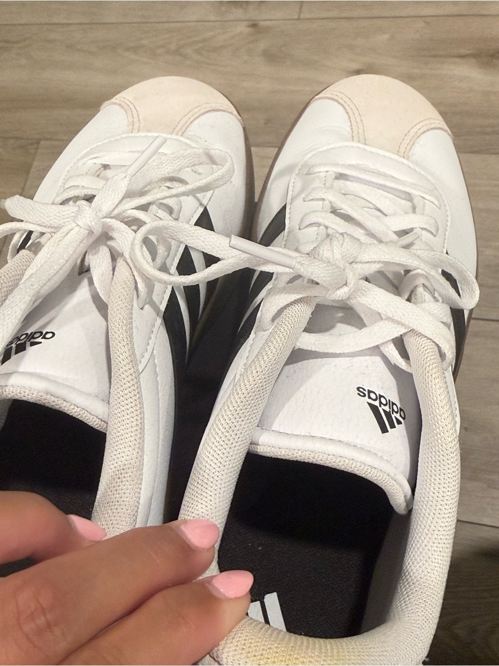 Adidas White Sneakers with Black Stripes - Picture 6 of 6